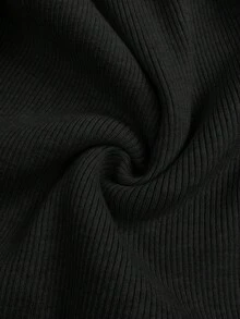 SHEIN 孕妇纯色交叉裹身落肩长袖修身罗纹毛衣 - 黑色 - 查看 7