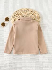 Cozy Pixies 女婴卡通熊图案针织柔软高领长袖高弹罗纹套头卫衣，加厚保暖，适合冬季穿着