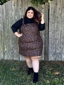 Enliva Jennifer_samantha_style Plus Size Fall And Winter Women Dresses Adjustable Strap Casual Overall Plinth Clothes With Pockets Fall Skirts With Pockets New Years Women Outfit Holiday Outfit Holiday Party Dress Plus Dress, For Apple Rounded Body Shape - Multicolor - View 4