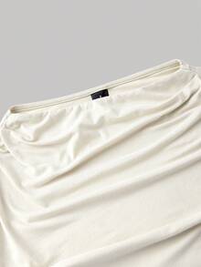 SHEIN MOD Set da 3 magliette versatili color albicocca con scollo a ciambella, maniche a sbuffo arricciato, vita raccolta e orlo asimmetrico