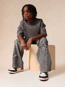 SUMWON Boys Crew Neck Long Sleeve Top With Contrast Seam Detailing And Small Logo For Casual And Vacation - Grey - View 5