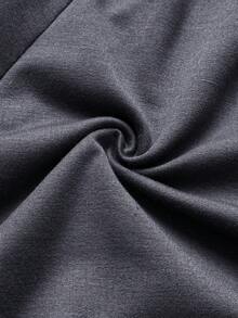 Sunspun Áo nỉ cổ chữ V màu trơn, dáng ôm thoải mái, thường ngày - Xám - Xem 7