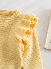 SHEIN Baby Mädchen Lässiger Vintage Brauner Rüschen Saum Pullover