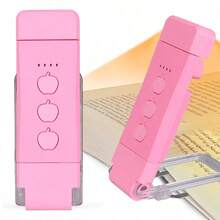 1PC Book Light Rechargeable, Reading Light Lamp Clip On Books, Eye Caring 3 Colors, 5 Brightness & Stepless Dimming, Long Lasting Up To 80hrs, Portable Mini Reading Lamp For Readers- Rose - Multicolor - View 1