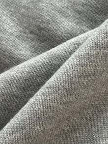 Elamini 女士休闲纯色露肩宽松长袖毛衣 - 灰色 - 查看 6