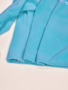 Core Rhythm Women's Letter Embroidered Raglan Sleeve Zipper Half Placket Fleece Sweatshirt Blue Set Baby Blue Set Sweatsuits Sets For Women Blue Activewear Track Suits For Women Light Blue Set