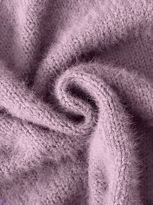 EMERY ROSE 2025 Fall/Winter Plus Size Women's Casual Fashion Versatile Homewear Warm Gentle Lady Commuter Round Neck Cardigan With Horn Button Design Mink Fur Sweater Cardigan - Purple - View 4