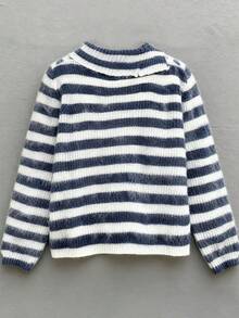 INAWLY Women's Casual Colorblock Striped Knit Sweater, Autumn/Winter - Multicolor - View 3