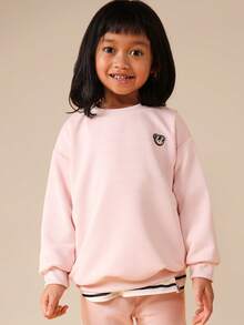 SUMWON Conjunto de Moletom com Capuz e Calça Jogger Feminino, Roupa Casual, Detalhe de Emblema em Fleece, Punhos Canelados - Rosa chiclete - Visão 3