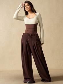 VARSIVA Body z długim rękawem i odsłoniętymi plecami w kontrastowym kolorze z przodu i ze skręconym przodem - Wielokolorowe - Zobacz 4