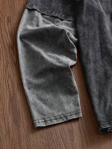 SWAVVY Áo thun nam tay dài size tiêu chuẩn, cổ tròn, in họa tiết chắp vá, màu đen, phù hợp cho mùa xuân và mùa thu - màu đen - Xem 3