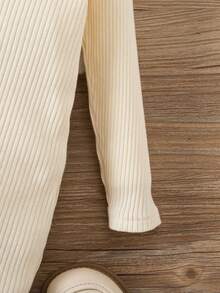 SHEIN Baby Girl Cute Brown Knitted Long Sleeve Dress & Jacket Set, Autumn/Winter - Multicolor - View 11