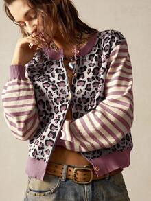 Bohemela 女士豹纹长袖开衫 - 彩色 - 查看 7