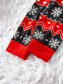 SHEIN Baby Boy Cute Christmas Graphic Pajama Set,White And Red Autumn Matching Family Crew Neck Long Sleeve Top And Pants,Snug Fit Casual Thick Sleepwear - Red - View 6
