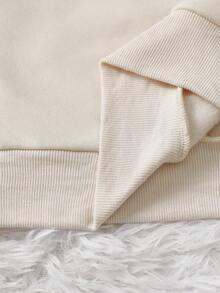 INAWLY Christmas Fashionable Print Dropped Shoulder Crew Neck Sweatshirt For Women - Apricot - View 3