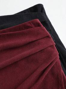 Sweetra Bộ đồ nhung kẻ Pháp thanh lịch màu đen và đỏ, phong cách tiệc tùng cao cấp, thiết kế nhún bèo, váy thời trang đi làm thường ngày đa năng cho nữ, thu/đông - Nhiều màu - Xem 3