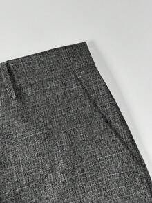 Manfinity Mode 男士纯色直领时尚商务西装套装，男士西装外套和裤子，男士休闲西装，男士灰色办公套装 - 深灰色 - 查看 8