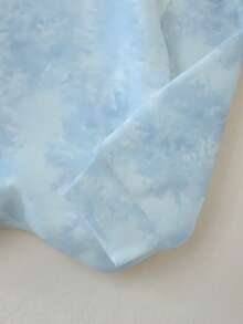 2 件套青少年女孩休闲时尚可爱卡通兔子水彩扎染印花蓝色圆领运动衫 + 拼布紧身裤套装，秋冬装 - 彩色 - 查看 4