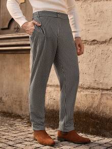 HIMLAND 男士格子口袋直筒宽松休闲裤