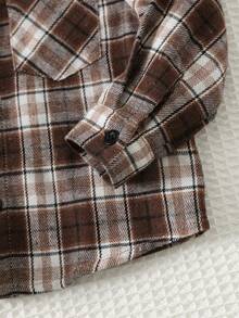 Cozy Pixies Baby Boy Retro British Style Colorful Plaid Collar Long Sleeve Cardigan Jacket - Brown - View 5