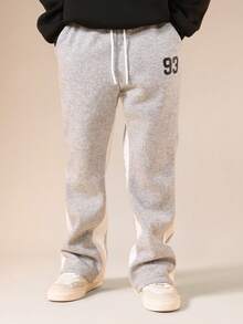 SUMWON Boys Heathered Jogger Sweatpants With Flare Leg Design And Drawstring Waist For Casual Comfort Vacation - Grey - View 4