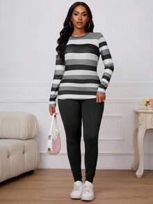 SHEIN SXY 2 件套：纯色修身长袖上衣和长裤，休闲时尚，适合日常穿着