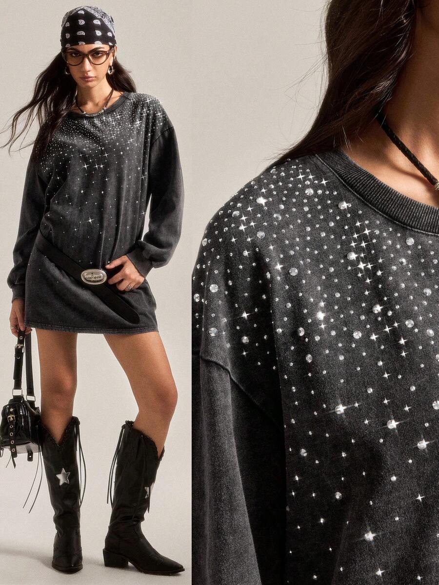 Easelle 仿皮草大衣印花钻石图案秋冬大衣棕色拉链开衫外套