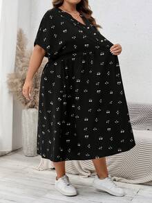 SHEIN CURVE+ 大码女式婴儿连衣裙、宽松连衣裙、夏季短袖连衣裙、宽松舒适的大码服装、印花连衣裙、度假连衣裙、女士休闲连衣裙、返校节连衣裙、女士休闲连衣裙、教堂连衣裙、休闲连衣裙、教师服装、大码泡泡裙、秋季女装、工作服、外出服、休闲连衣裙 - 彩色 - 查看 6