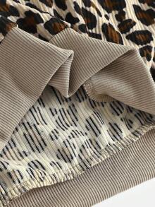 Girlism Tween Mädchen Lässig Leopard Muster Reißverschluss-Vorderseite Langarm Sweatshirt