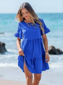 Sylviya Women'S Tiered Ruffle Hem Babydoll Dress