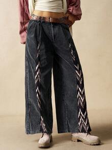 Bohemela Women's Casual Loose Knit Wide Leg Pants Boho - Black - View 4