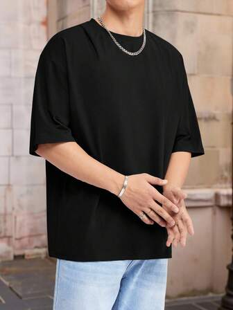 Guys Solid Drop Shoulder Tee