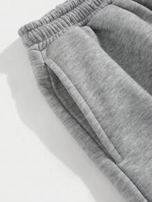 Teen Boy Solid Color Pocket Straight Loose Casual Drawstring Sweatpants,Thanksgiving,Christmas,Winter,Winter Clothes,Cozy Fall & Winter Styles, - Light Grey - View 7