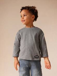 SUMWON Oversized Long Sleeve Core Tee For Boys Casual Everyday Comfort Top - Grey - View 5