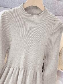 GlowEve Fashionable High-End Chic Round Neck Slimming Casual Long Cardigan & Knit Dress Two Pieces Set, Autumn/Winter