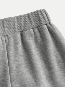 SHEIN Pantalon large taille basse de couleur unie pour préadolescentes