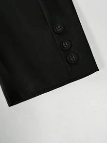 Manfinity Mode Men's Fashion Formal Double-Breasted Lapel NeckSuit Set Men Casual Suit Men Casual Suits Slim Fit Office Outfits For Men Men Black And White Outfit Men Classy Outfits - Black - View 6