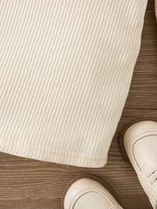 SHEIN Baby Girl Cute Brown Knitted Long Sleeve Dress & Jacket Set, Autumn/Winter - Multicolor - View 10