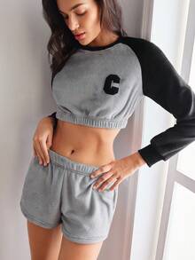 EasyFave 2pcs Women Casual Soft Coral Fleece Pullover T-Shirt And Shorts Fluffy Pajama Set, Lightweight, Comfortable, Homewear, Cozy Winter Clothes - Multicolor - View 5