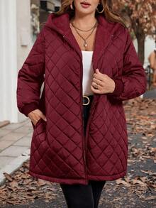 SHEIN Clasi Kurtka polarowa z kapturem i długim rękawem w jednolitym kolorze, w swobodnym, swobodnym stylu plus size