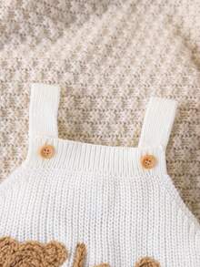 SHEIN Vintaside Kids Baby Boys' Sweater , Fashionable & Cute All-Match Bear Jacquard Knit Jumpsuit Overalls Baby Knitted Outfit Baby Overalls Neutral Baby Clothes Vintage Winter Baby Clothes Cotton Baby Clothes - White - View 5
