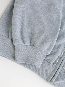 Franclia 休闲连帽灰色铆钉拉链运动衫 - 灰色 - 查看 7