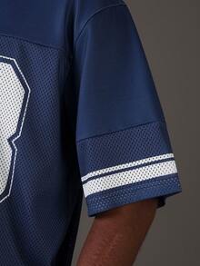 STYNVO Men's Contrast Color Numeric Print Short Sleeve T-Shirt Oversized Jersey Deion Sanders Shirt Breezy Bowl Jersey Jerseys For Men V Neck