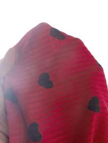 2pcs Young Girl Knit Puff Sleeve Splicing Red T-Shirt And Pleated Skirt Set, & Fashionable, Suitable For Spring/Autumn Holidays - Burgundy - View 3