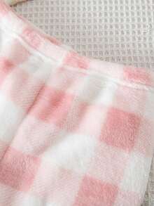 Conjunto de pijamas de pelúcia para bebês meninas, 2 peças, pijama longo de manga comprida com bordado de urso xadrez rosa - Rosa - Ver 7