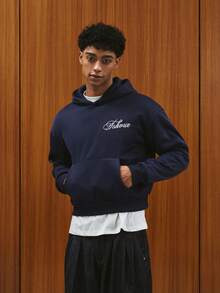 TOKVUE Men's Letter Embroidery Long Sleeve Pocket Design Casual Hoodie, Fall/Winter