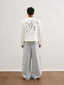 TOKVUE Men's Comfortable Letter Graphic Round Neck Long Sleeve Short T-Shirt, Autumn