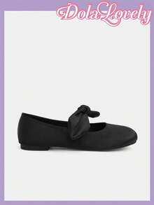 Dola Lovely 1 双女式玛丽珍平底鞋，粉色蝴蝶结和水钻装饰，一脚蹬休闲舒适鞋，适合户外穿着