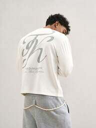 TOKVUE Comfortabel T-shirt met ronde hals, lange mouwen en letterprint voor heren, herfst