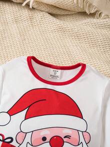 2 件套青少年男童圣诞紧身舒适柔软长裤和长袖睡衣套装 - 紅色 - 查看 11